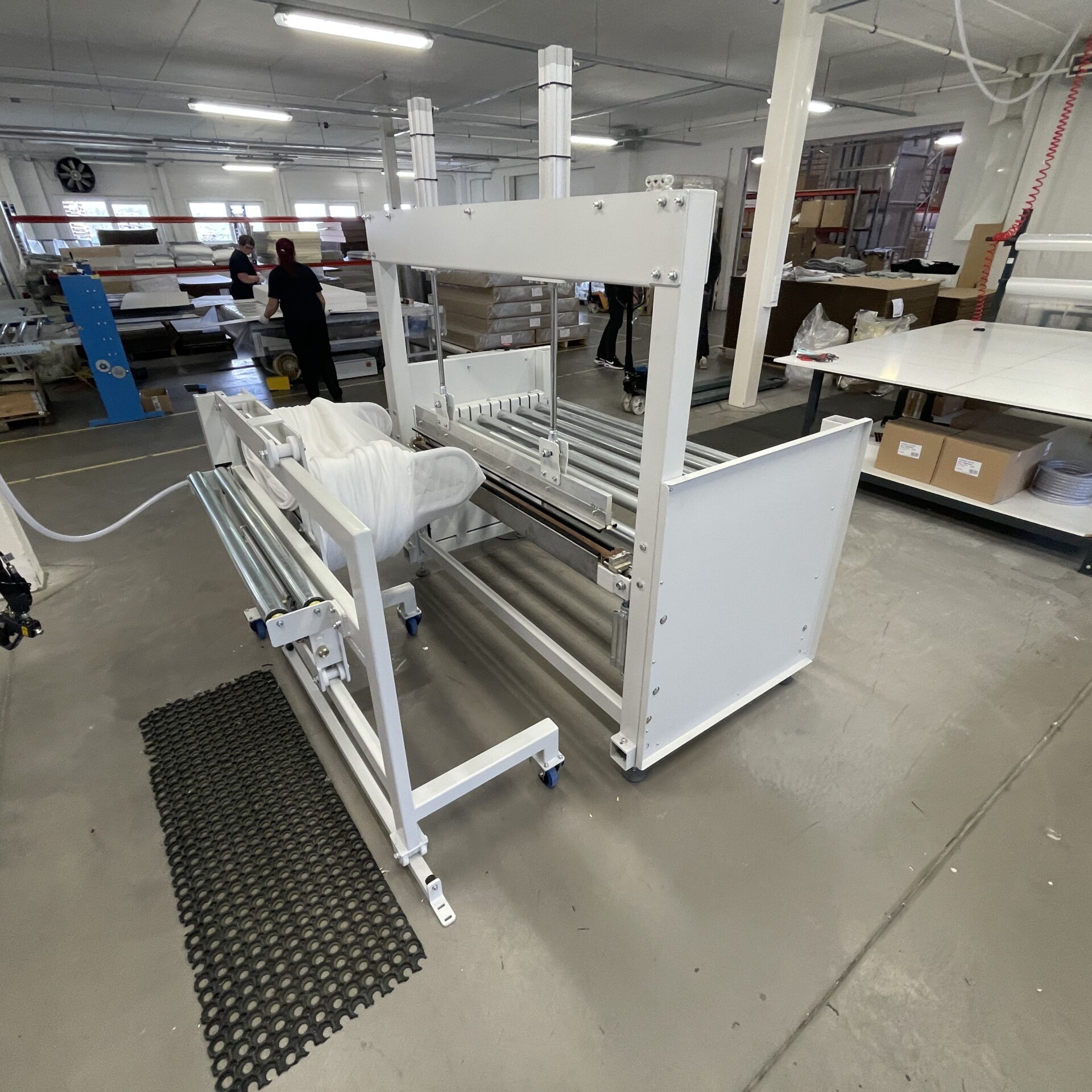 Knitted material application line